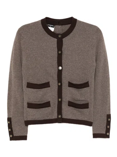 Pre-owned Chanel 1996 Cardigan Set In Brown