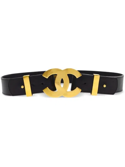 Pre-owned Chanel 1996 Cc Belt In Black