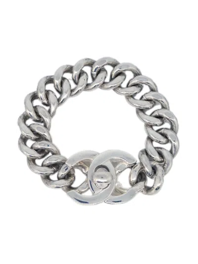 Pre-owned Chanel 1996 Cc Bracelet In Silver