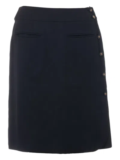 Pre-owned Chanel 1996 Cc-button Mini Skirt In Blue