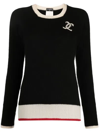 Pre-owned Chanel 1996 Cc Cashmere Jumper In Black