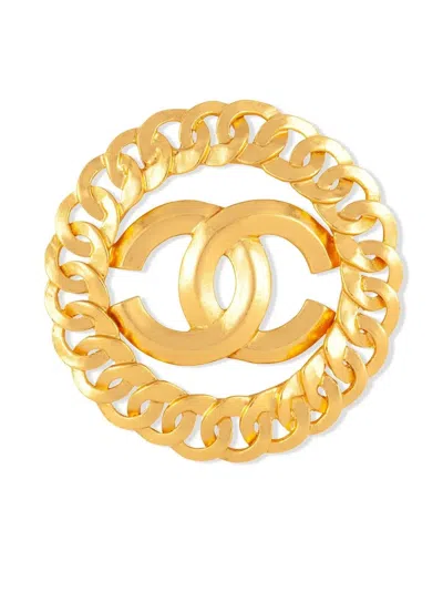 Pre-owned Chanel 1996 Cc Chain-link Brooch In 金色