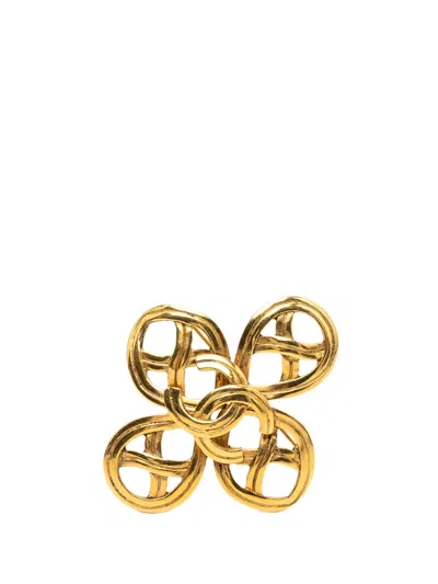 Pre-owned Chanel 1996 Cc Gold Plated Infinity Brooch Costume Brooch