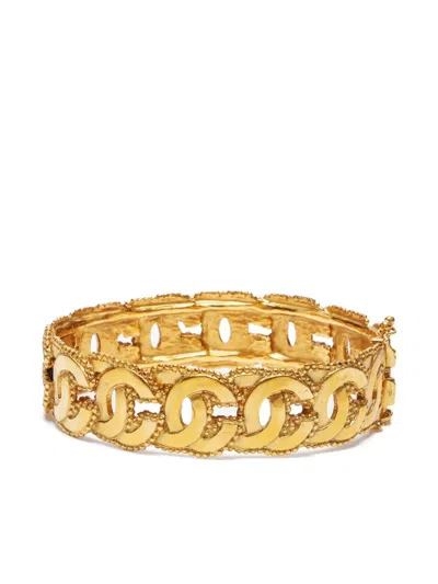 Pre-owned Chanel 1996 Cc-link Bracelet In Gold