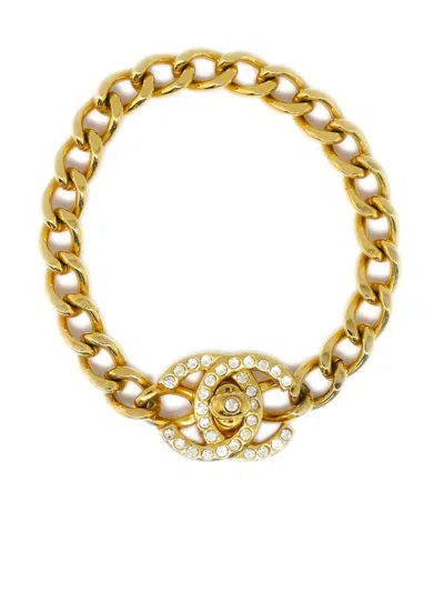 Pre-owned Chanel 1996 Cc Turn-lock Chain Bracelet In Gold
