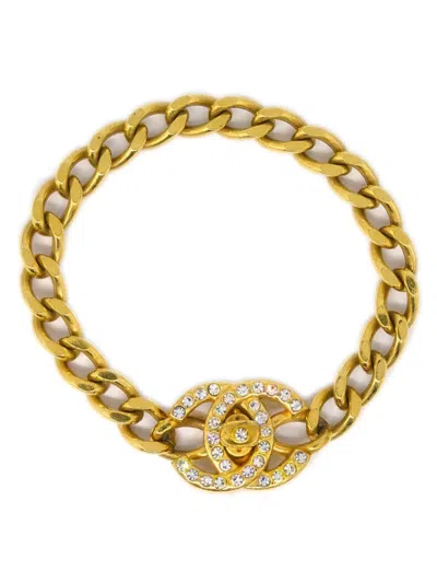 Pre-owned Chanel 1996 Cc Turn-lock Chain Bracelet In Gold