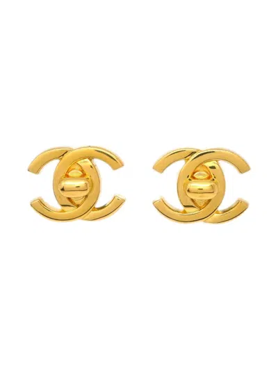 Pre-owned Chanel 1996 Cc Turnlock Cllip-on Earrings