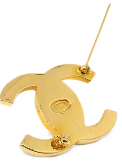 Pre-owned Chanel 1996 Cc-logo Brooch In Gold