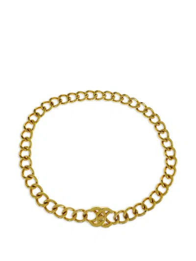 Pre-owned Chanel 1996 Chain Turn-lock Belt In Gold