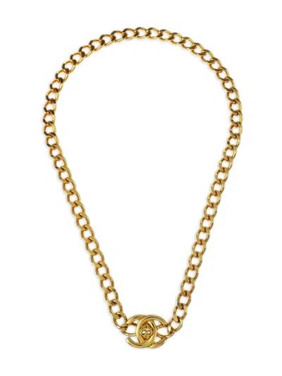 Pre-owned Chanel 1996 Chain Turnlock Necklace In Gold