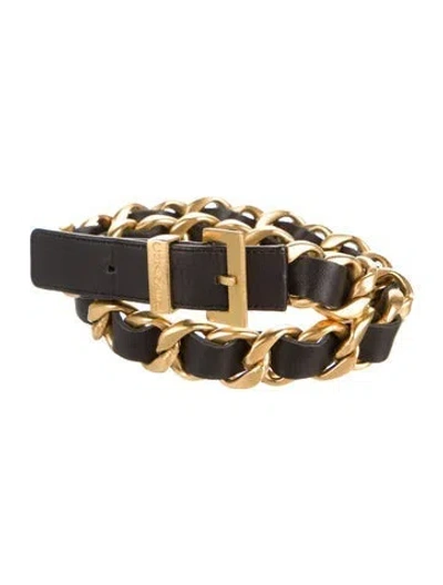 Pre-owned Chanel 1996 Chain-link Accent Belt Kit In Black