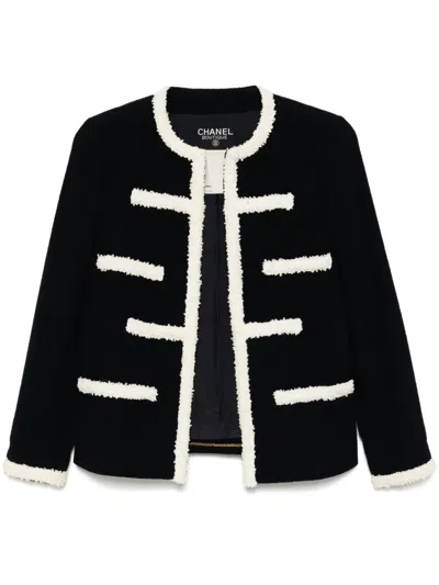 Pre-owned Chanel 1996 Collarless Jacket In Blue