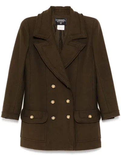 Pre-owned Chanel 1996 Doubl- Breasted Jacket In Brown