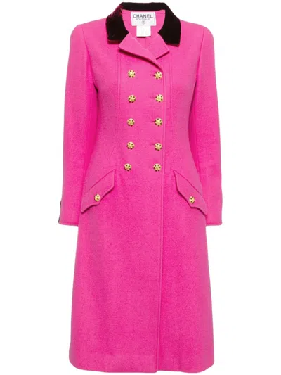 Pre-owned Chanel 1996 Double-breasted Coat In Pink