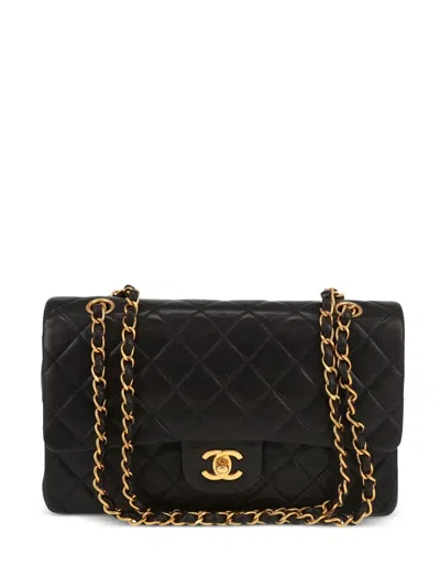 Pre-owned Chanel 1996 Double Flap Shoulder Bag In Black