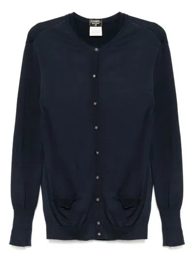 Pre-owned Chanel 1996 Ensemble Cardigan Top In Blue