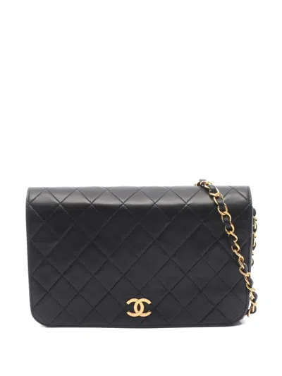 Pre-owned Chanel 1996 Full Flap Matelassé Chain Shoulder Bag In Black