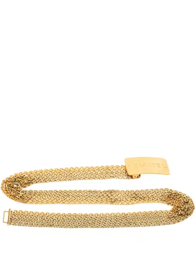 Pre-owned Chanel 1996 Gold Plated Multi Chain Logo Belt