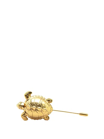 Pre-owned Chanel 1996 Gold Plated Turtle Pin Brooch Costume Brooch