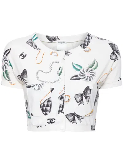 Pre-owned Chanel 1996 Icons Cropped Shirt In Neutrals