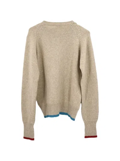 Pre-owned Chanel 1996 Intarsia-knit Raglan-sleeve Sweater In Neutrals