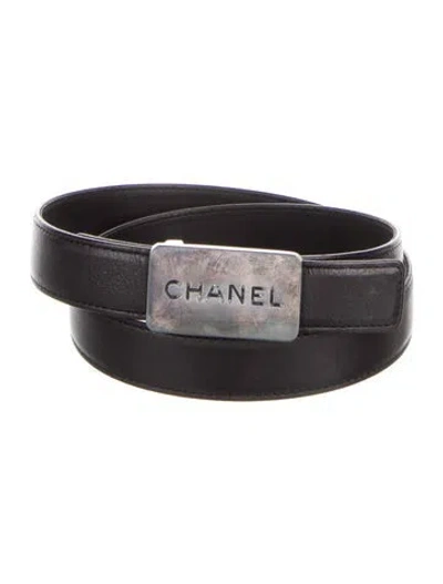 Pre-owned Chanel 1996 Interlocking Cc Logo Belt In Black