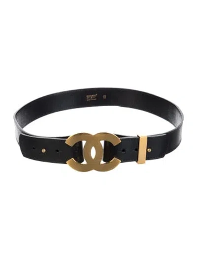 Pre-owned Chanel 1996 Interlocking Cc Logo Belt In Black