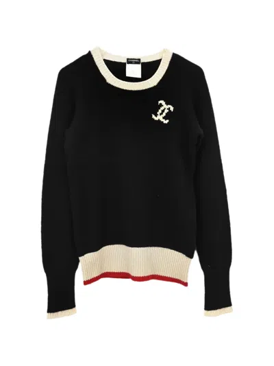 Pre-owned Chanel 1996 Logo-patch Sweater In Black
