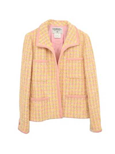 Pre-owned Chanel 1996 Single-breasted Tweed Jacket In Yellow