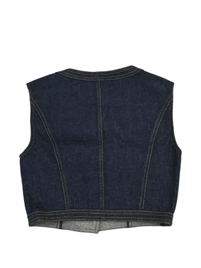 Pre-owned Chanel 1996 Sleeveless Denim Jacket In Blue