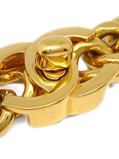 Pre-owned Chanel 1996 Turn-lock Chain Necklace In Gold