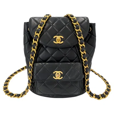 Pre-owned Chanel 1996 Vintage Black Lambskin Duma Backpack Bag 24k Ghw 68640