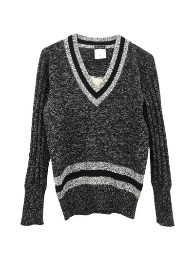 Pre-owned Chanel 1996 V-neck Sweater In Black