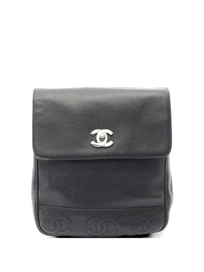 Pre-owned Chanel 1996-1997 Caviar Skin Backpack In Black