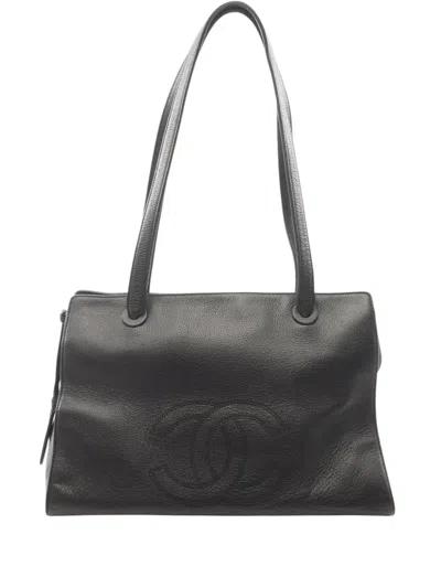 Pre-owned Chanel 1996-1997 Cc Calfskin Tote Bag In Black