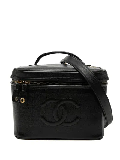 Pre-owned Chanel 1996-1997 Cc Caviar Vanity Bag In Black