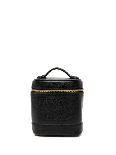 Pre-owned Chanel 1996-1997 Cc Caviar Vanity Bag In Black