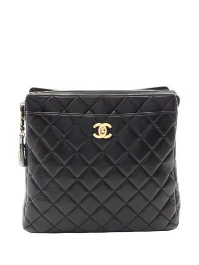 Pre-owned Chanel 1996-1997 Cc Quilted Lambskin Backpack In Black