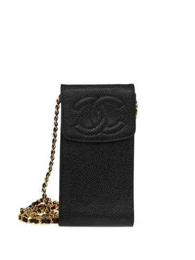 Pre-owned Chanel 1996-1997 Cc Turn-lock Phone Case In Black