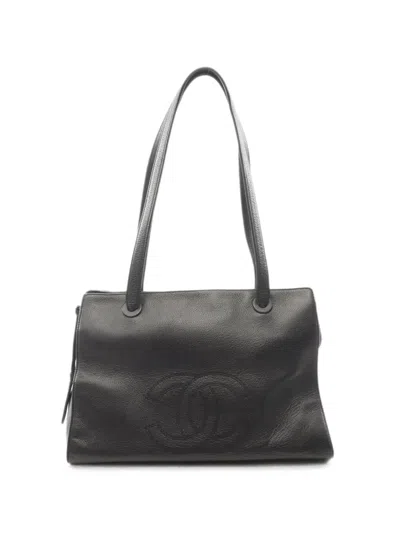 Pre-owned Chanel 1996-1997 Coco Mark Tote Bag In Black