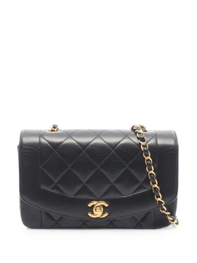 Pre-owned Chanel 1996-1997 Diana Matelassé Shoulder Bag In Black