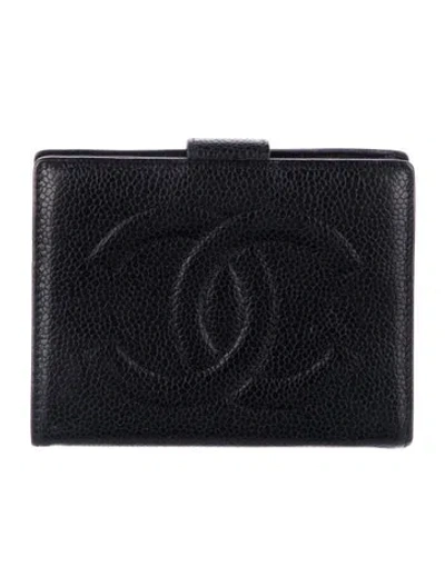 Pre-owned Chanel 1996-1997 Interlocking Cc Logo French Purse In Black