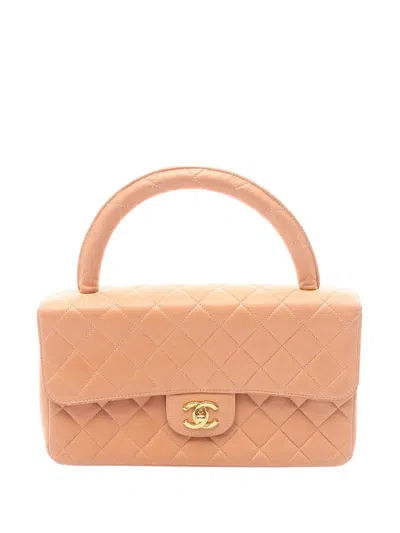 Pre-owned Chanel 1996-1997 Lambskin Kelly Parent Top Handle Bag Handbag In Orange