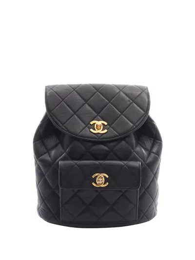 Pre-owned Chanel 1996-1997 Matelassé Backpack In Black
