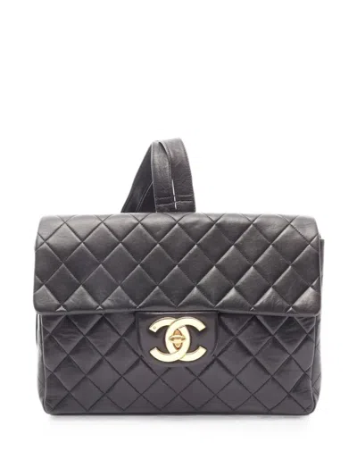 Pre-owned Chanel 1996-1997 Matelassé Backpack In Black