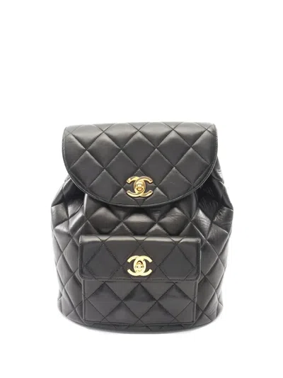 Pre-owned Chanel 1996-1997 Matelassé Cc Backpack In Black