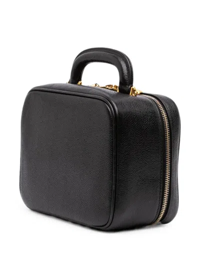 Pre-owned Chanel 1996-1997 Medium Cc Caviar Vanity Case Satchel In Black