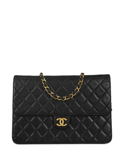 Chanel 1996-1997 Medium Half Flap Quilted Shoulder Bag In Black