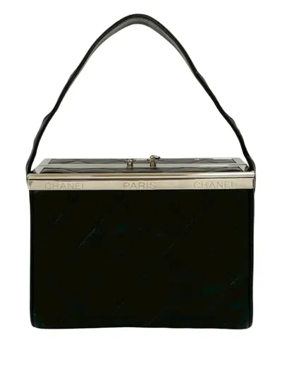Pre-owned Chanel 1996-1997 Quilted Lambskin Box Vanity Bag In Black