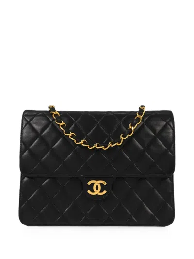 Pre-owned Chanel 1996-1997 Small Cc Diamond-quilted Leather Shoulder Bag In Black